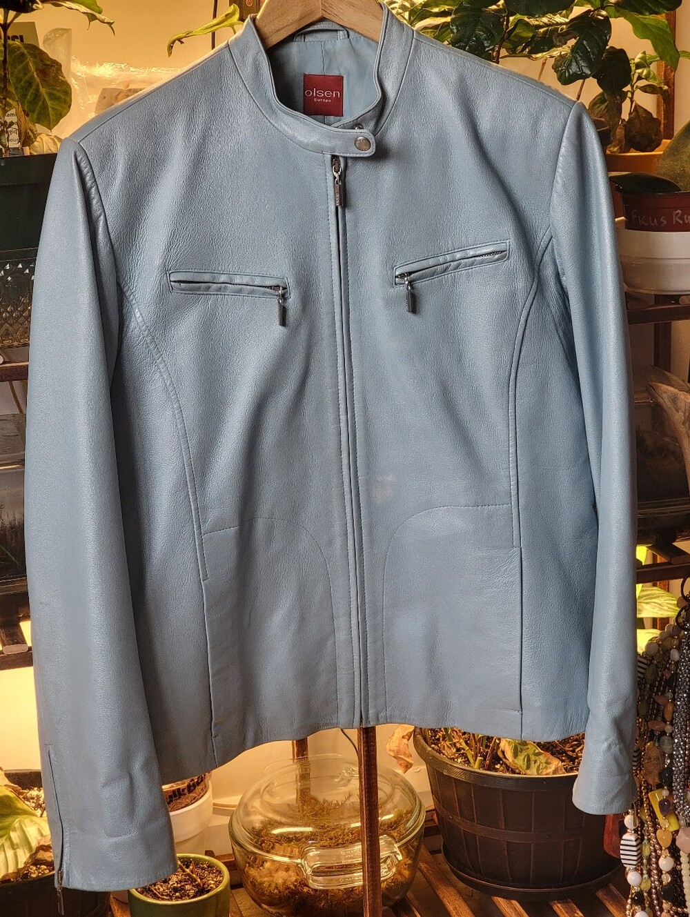 Olsen Women's Light Blue Leather Jacket
